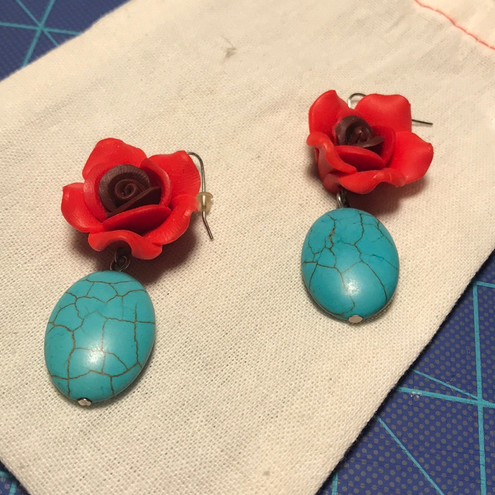 Red Rose Earrings